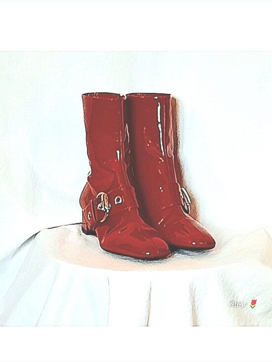 Franco Sarto Shoes - FRANCO SARTO Cherry Red Genuine Patent Leather Booties